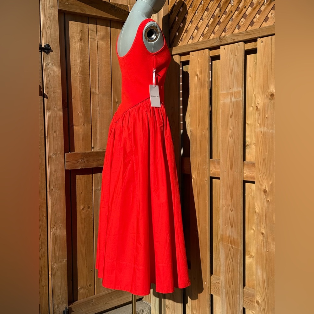 🆕 RONNY KOBO 🧿 NWT Verda Red Stretch Knit Dress, Poplin Skirt - Sz M (US6) - Picture 9 of 14